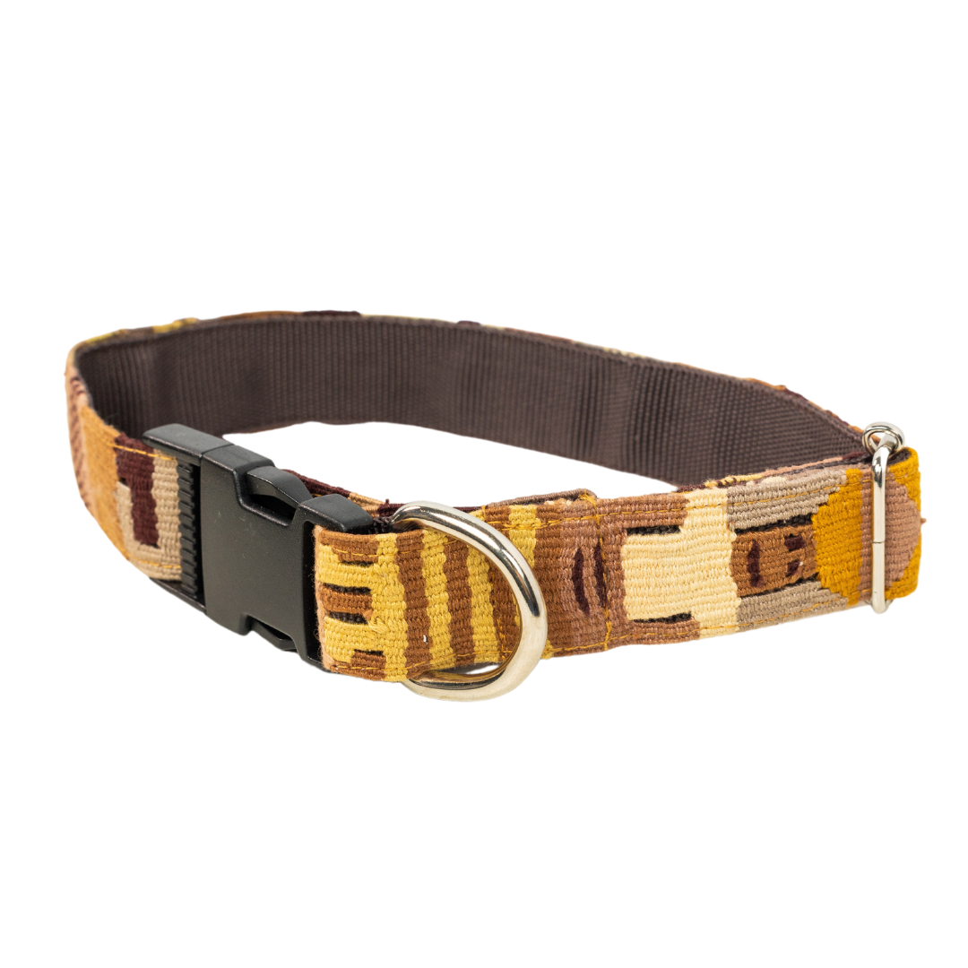 Adjustable Boho Dog Collar, brown, yellow, and beige