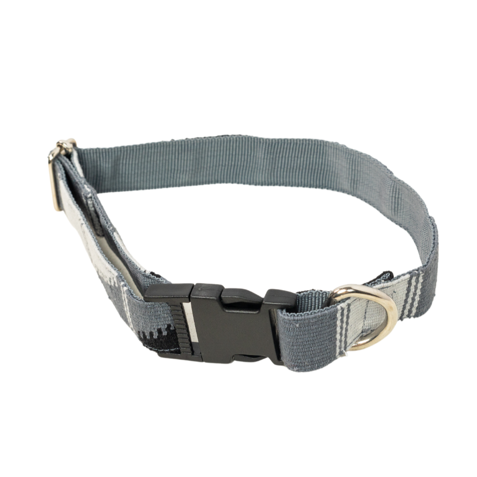 Adjustable Boho Dog Collar, gray white and black